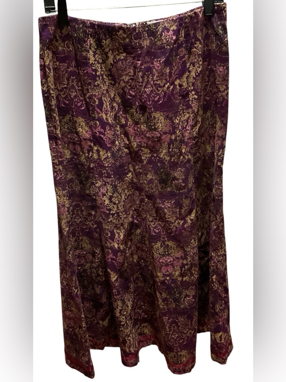 CHADWICKS Plum Cotton Corduroy Soft Floral Skirt size 8
